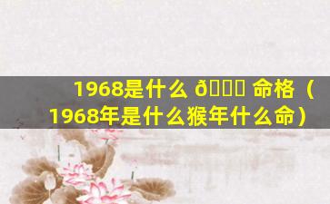 1968是什么 🐝 命格（1968年是什么猴年什么命）